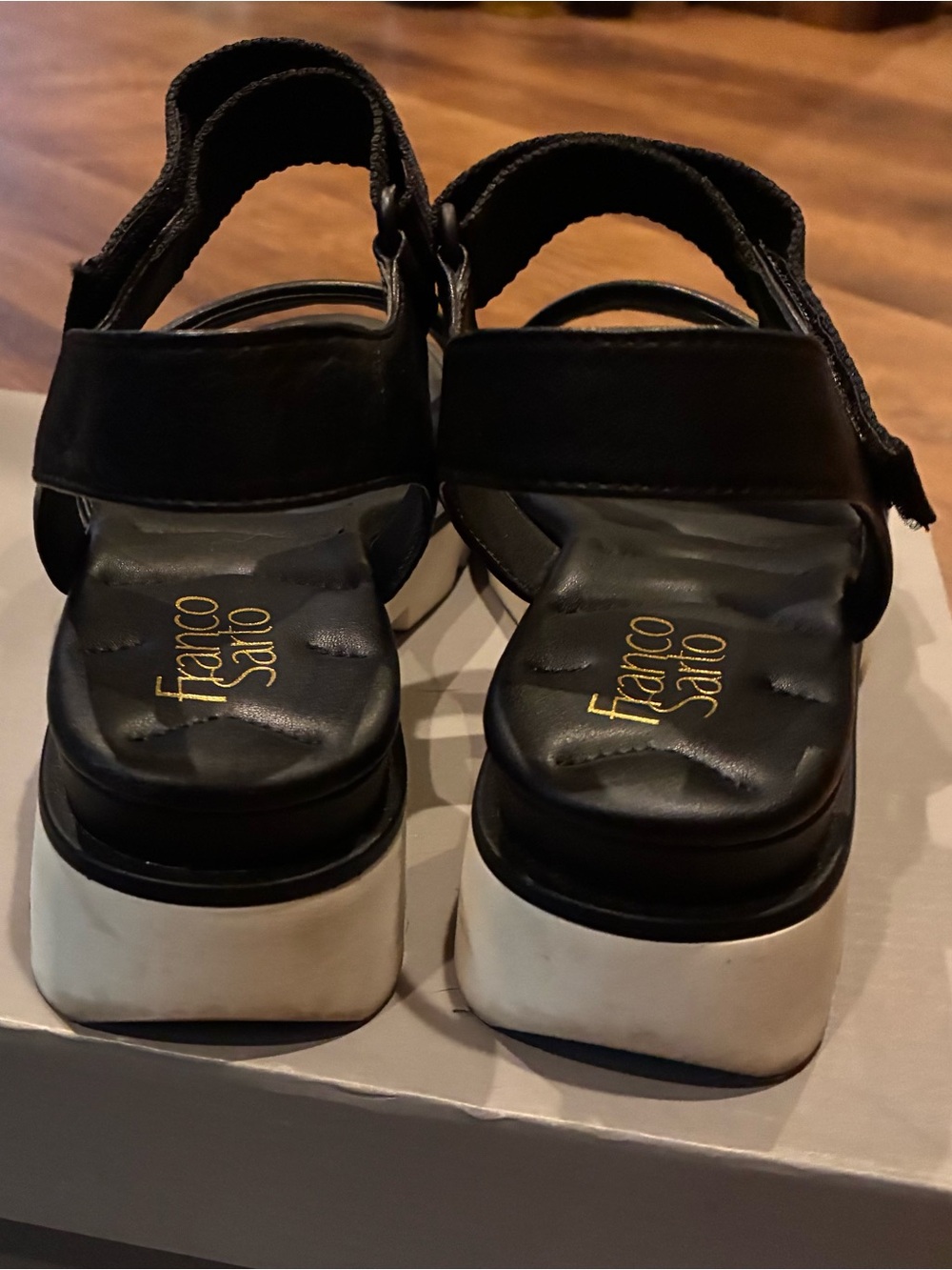 Franco Sarto Black Leather Strappy Slingback Sandals 9.5 - Picture 4 of 6